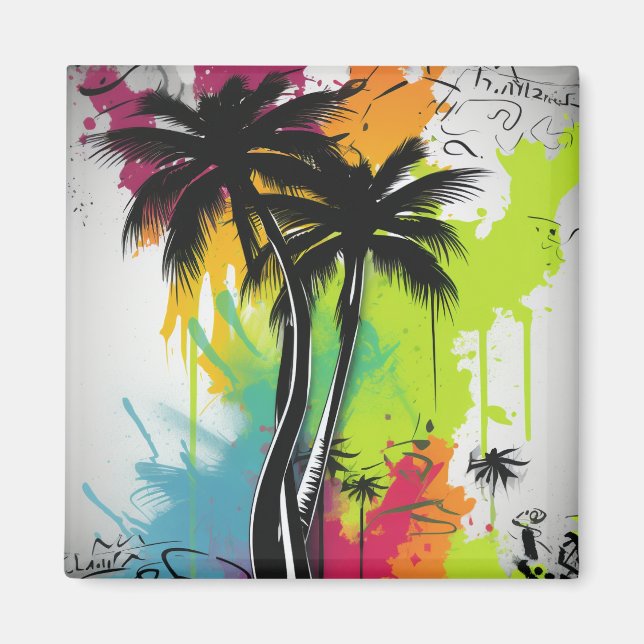 Graffiti Palm Tree Magnet (Front)