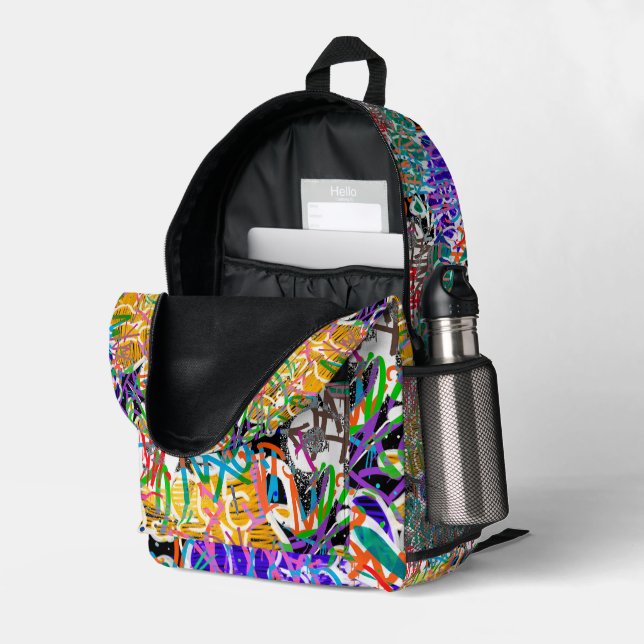Graffiti Pattern  Printed Backpack (Back Corner Right (Open))