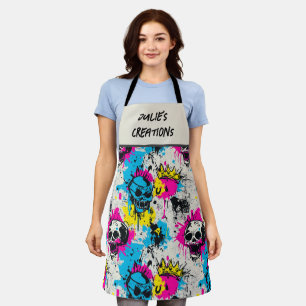 Graffiti Pattern with Neon Colors and Urban Grunge Apron