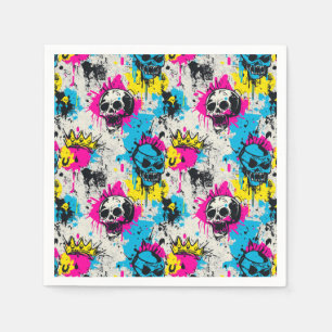 Graffiti Pattern with Neon Colors and Urban Grunge Napkin