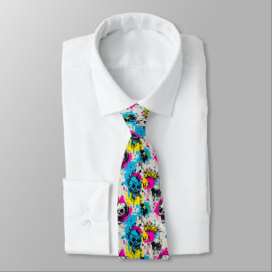 Graffiti Pattern with Neon Colors and Urban Grunge Tie