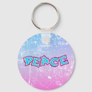 Graffiti Peace Distressed Look Key Ring