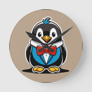 Graffiti Penguin Mascot Logo – Japanese Street Art Round Clock