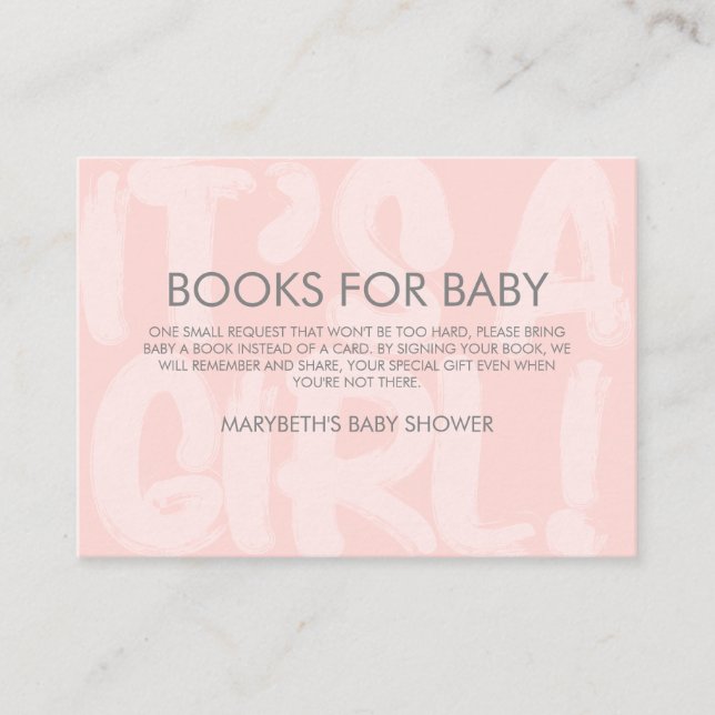 Graffiti Pink Baby Shower Bring A Book Request Enclosure Card (Front)