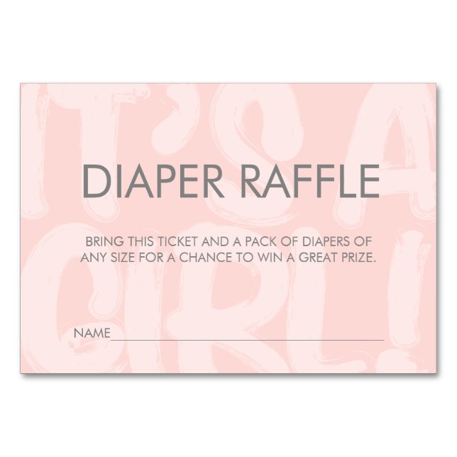 Graffiti Pink Baby Shower Diaper Raffle Ticket Table Number (Front)
