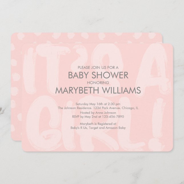 Graffiti Pink Baby Shower Invitation (Front/Back)