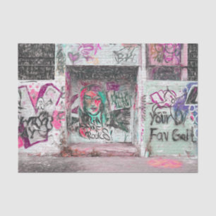 Graffiti Pink Green Grunge Urban Street Wall Art Tissue Paper