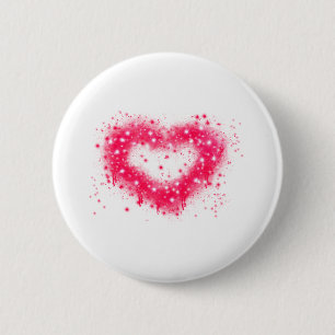 Graffiti pink sparkling heart design 6 cm round badge