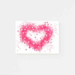 Graffiti pink sparkling heart design post-it notes