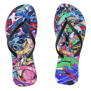 Graffiti print thongs