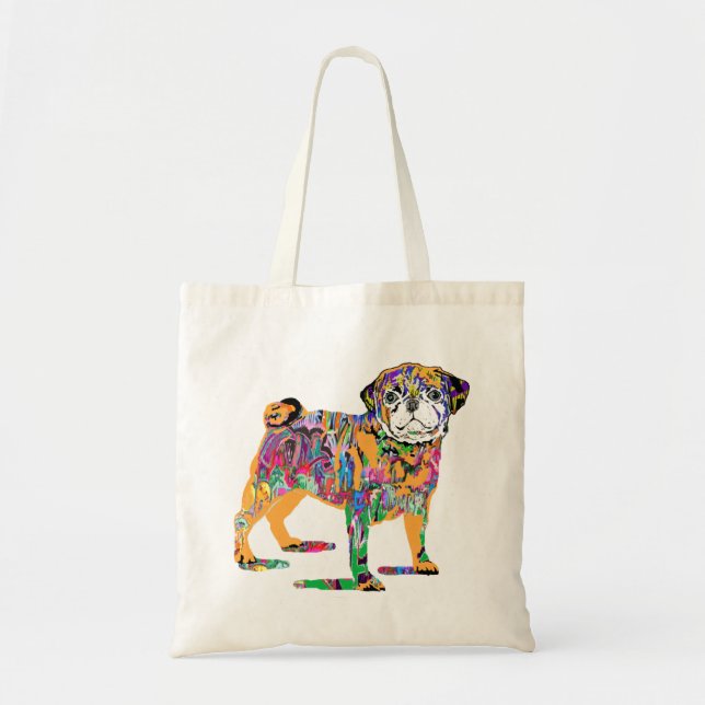Graffiti pug dog tote bag (Front)