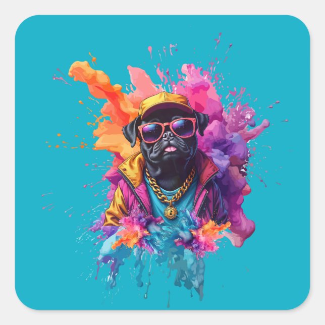 "Graffiti Pug Sticker – Urban Street Art Dog Decal (Front)