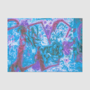 Graffiti Purple Blue Urban Street Painted Wall Art Tissue Paper
