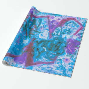 Graffiti Purple Blue Urban Street Painted Wall Art Wrapping Paper