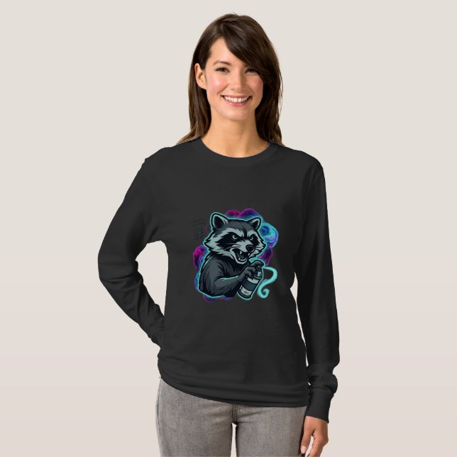 Graffiti Racoon Long Sleeve T-Shirt (Front Full)