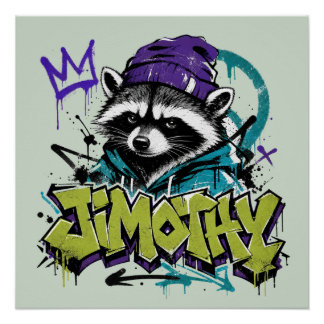 Graffiti Racoon Street Art Urban Punk Style Poster