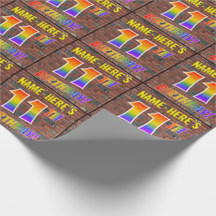 Graffiti Rainbow Look 11TH BIRTHDAY! & Custom Name Wrapping Paper