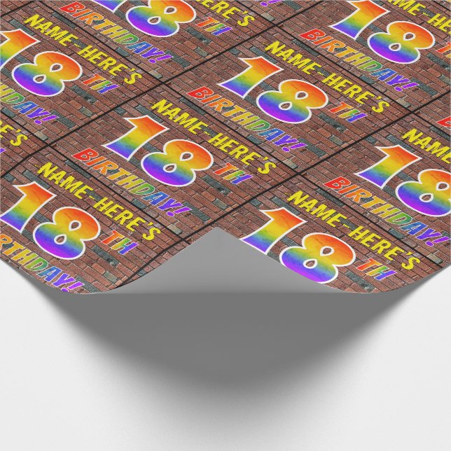 Graffiti Rainbow Look 18TH BIRTHDAY! & Custom Name Wrapping Paper (Corner)