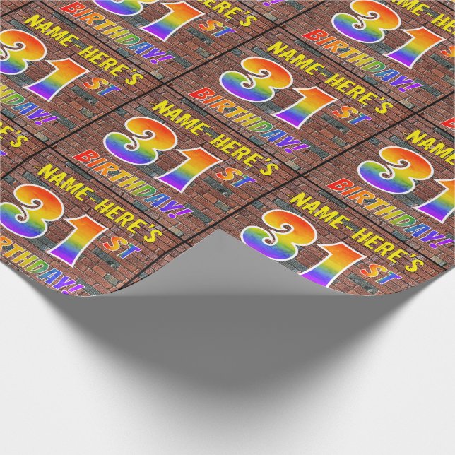 Graffiti Rainbow Look 31ST BIRTHDAY! & Custom Name Wrapping Paper (Corner)