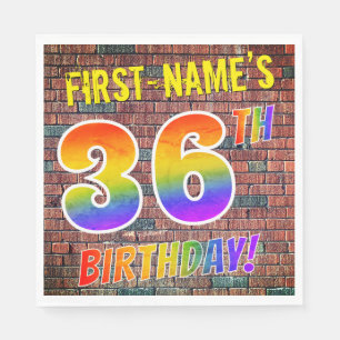 Graffiti Rainbow Look 36TH BIRTHDAY! + Custom Name Napkin