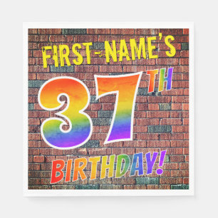 Graffiti Rainbow Look 37TH BIRTHDAY! + Custom Name Napkin