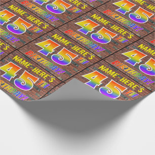 Graffiti Rainbow Look 45TH BIRTHDAY! & Custom Name Wrapping Paper