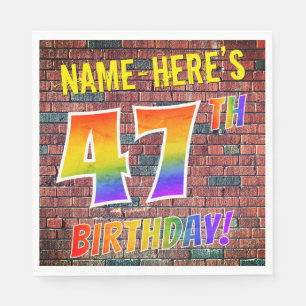 Graffiti Rainbow Look 47TH BIRTHDAY! + Custom Name Napkin