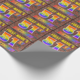 Graffiti Rainbow Look 51ST BIRTHDAY! & Custom Name Wrapping Paper