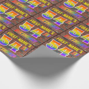 Graffiti Rainbow Look 54TH BIRTHDAY! & Custom Name Wrapping Paper