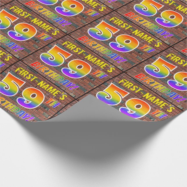 Graffiti Rainbow Look 59TH BIRTHDAY! & Custom Name Wrapping Paper (Corner)