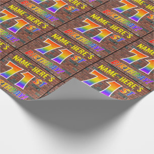 Graffiti Rainbow Look 71ST BIRTHDAY! & Custom Name Wrapping Paper