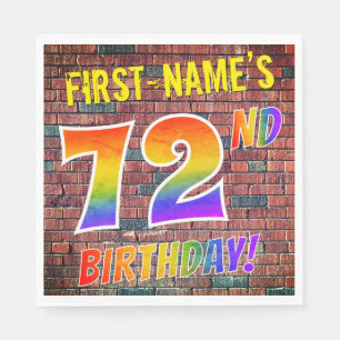 Graffiti Rainbow Look 72ND BIRTHDAY! + Custom Name Napkin