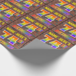 Graffiti Rainbow Look 74TH BIRTHDAY! & Custom Name Wrapping Paper