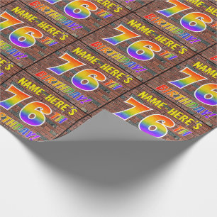Graffiti Rainbow Look 76TH BIRTHDAY! & Custom Name Wrapping Paper