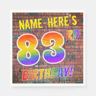 Graffiti Rainbow Look 83RD BIRTHDAY! + Custom Name Napkin