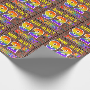 Graffiti Rainbow Look 92ND BIRTHDAY! & Custom Name Wrapping Paper