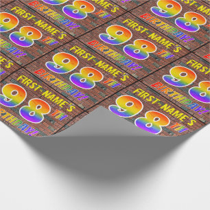 Graffiti Rainbow Look 98TH BIRTHDAY! & Custom Name Wrapping Paper