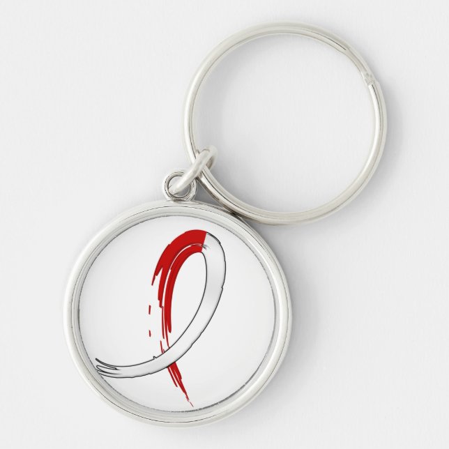 Graffiti Red White Ribbon Aplastic Anaemia Key Ring (Front)