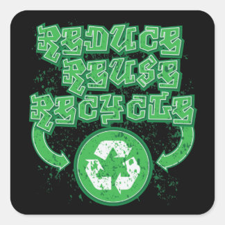 Graffiti Reduce Reuse Recycle Square Sticker