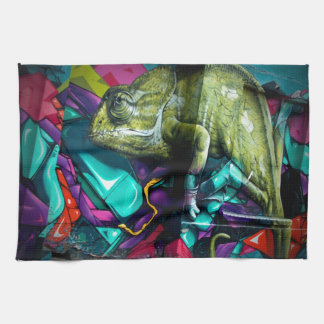 Graffiti reptile tea towel