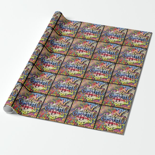 Graffiti scribbled, scratched, or PAINTED bricks Wrapping Paper (Unrolled)