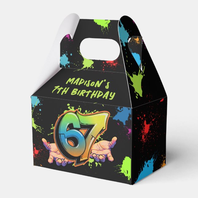 Graffiti Six Seven Birthday Favor Box (Front Side)