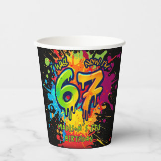 Graffiti Six Seven Kids 7th Birthday Paper Cups