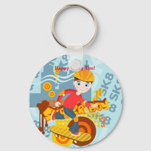 Graffiti skateboard kid birthday party key ring