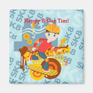 Graffiti skateboard kid birthday party magnet