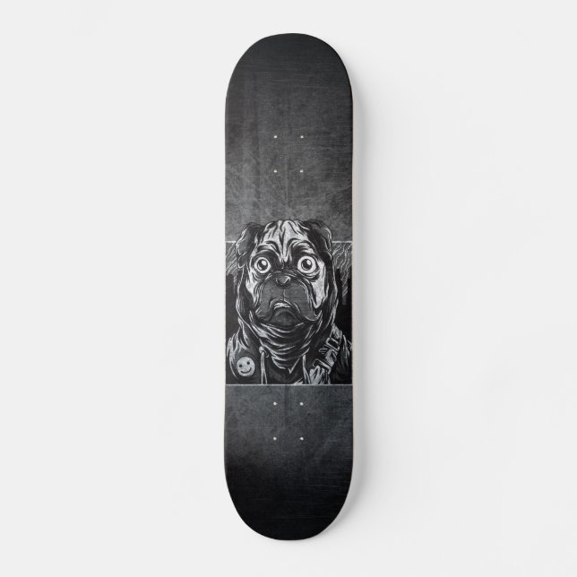graffiti skateboards pug grunge noir et blanc (Front)