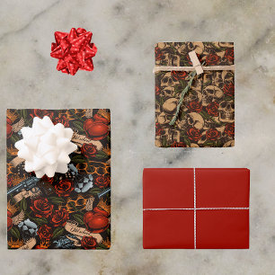 Graffiti Skull Gun Roses Love Goth urban  Wrapping Paper Sheet