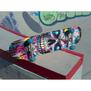 Graffiti Skull Skateboard Deck Neon Street Art 