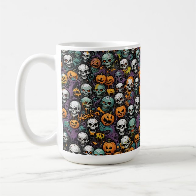 Graffiti Skulls Design Coffee Mug (Left)
