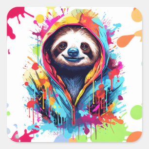 Graffiti Sloth Square Sticker